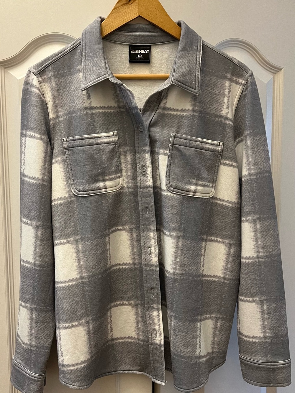 32 Degrees Gray and White Plaid Button-Down Shirt